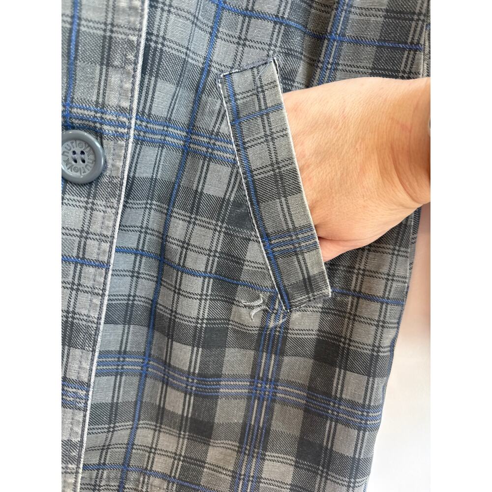 Hurley Blue and Gray Plaid Button Down 90s Y2K Collar Jacket - Picture 4 of 9